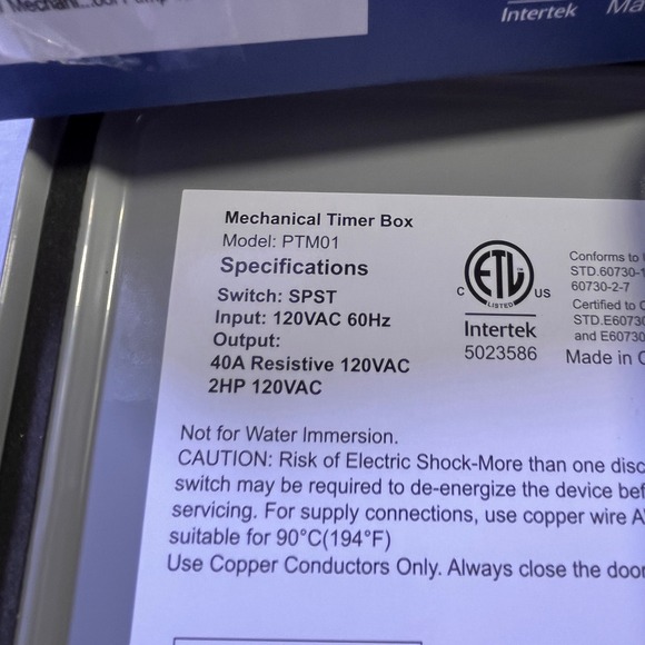 Dewenwils Mechanical Timer Box PTM01 120V 40A Resistive 2HP Pump Timer NOB - Picture 3 of 16